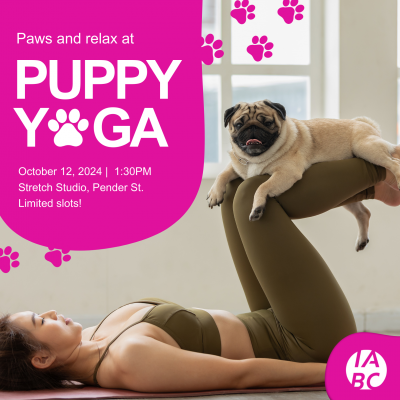 Puppy yoga and lunch with IABC/BC