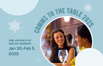 Comms to the table in Jan/Feb: Great food, great conversation